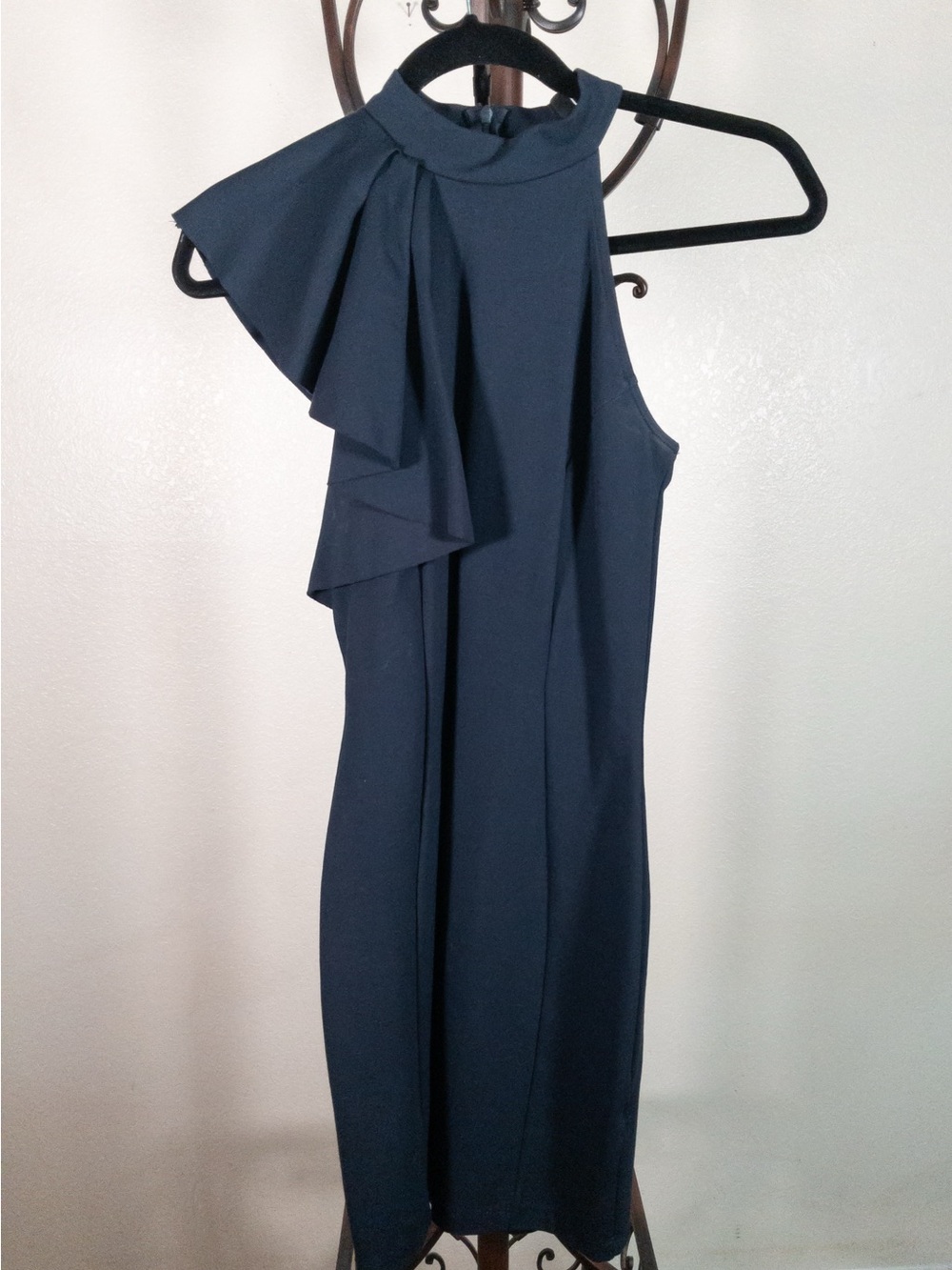 Lulu’s Navy Blue One Shoulder Ruffle Bodycon Cocktail Dress Small